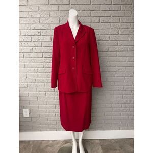Apostrophe Petite Red Career Skirt Suit Size 10P